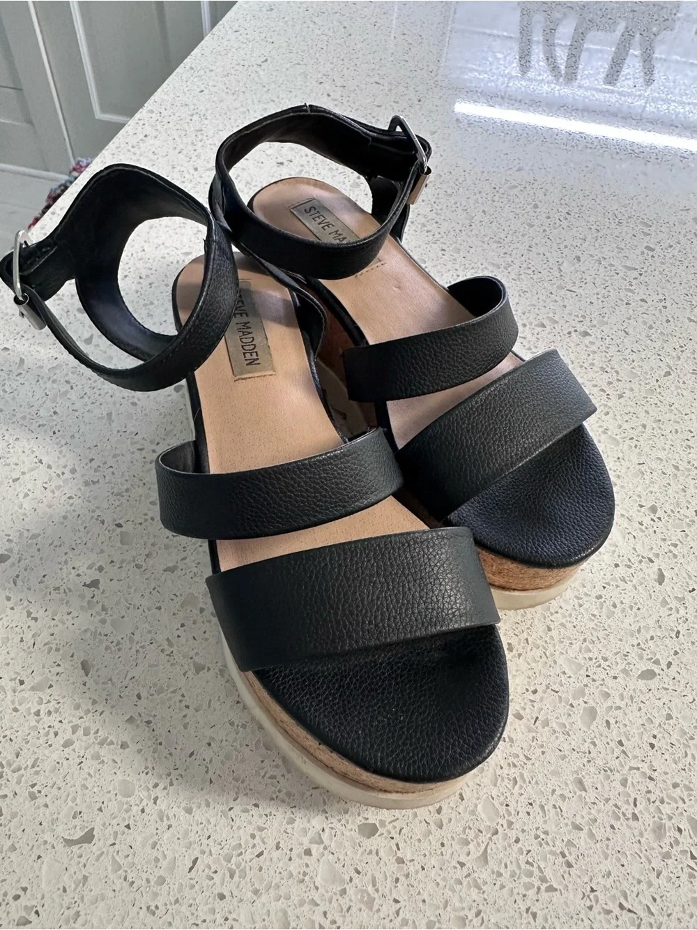 Steve Madden black wedge heels size 6